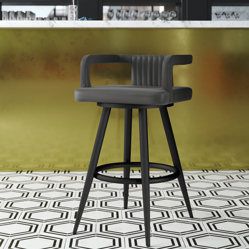 Tabouret de bar et de comptoir pivotant Roddy, Noir, Tabouret de bar (assise de 30 po de hauteur)
