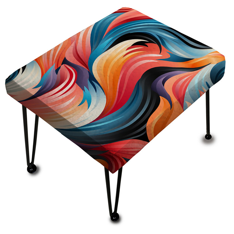 Trendy Wave Patterns 1970S Style - Geometric Rectangle Ottoman