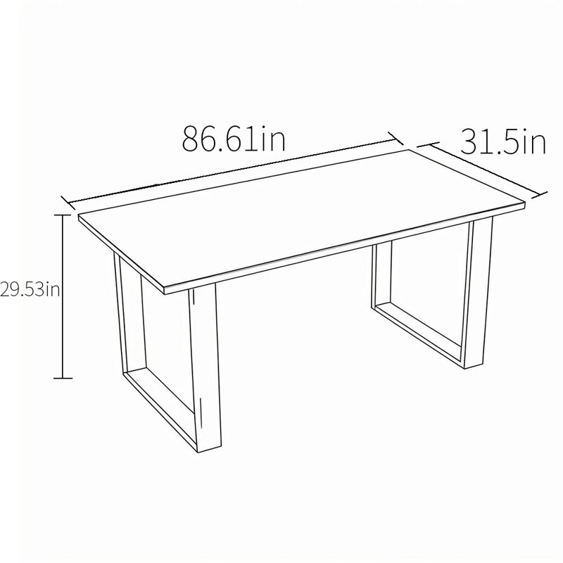 Table de salle à manger Modern, H 29,53 po x L 86,61 po x l 31,5 po