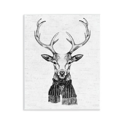 Monochrome Holiday Deer Wall Plaque Art by Lettered and Lined