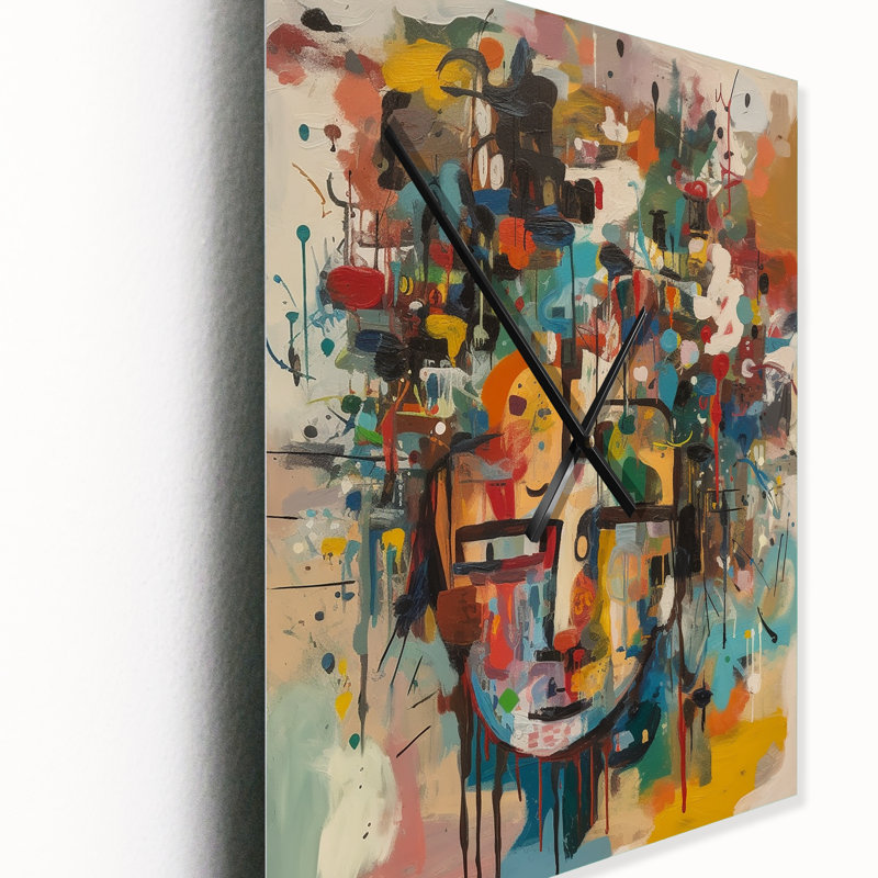 Janelisse - Horloge murale abstraite à encre liquide, H 32 po x l 16 po x P 1 po