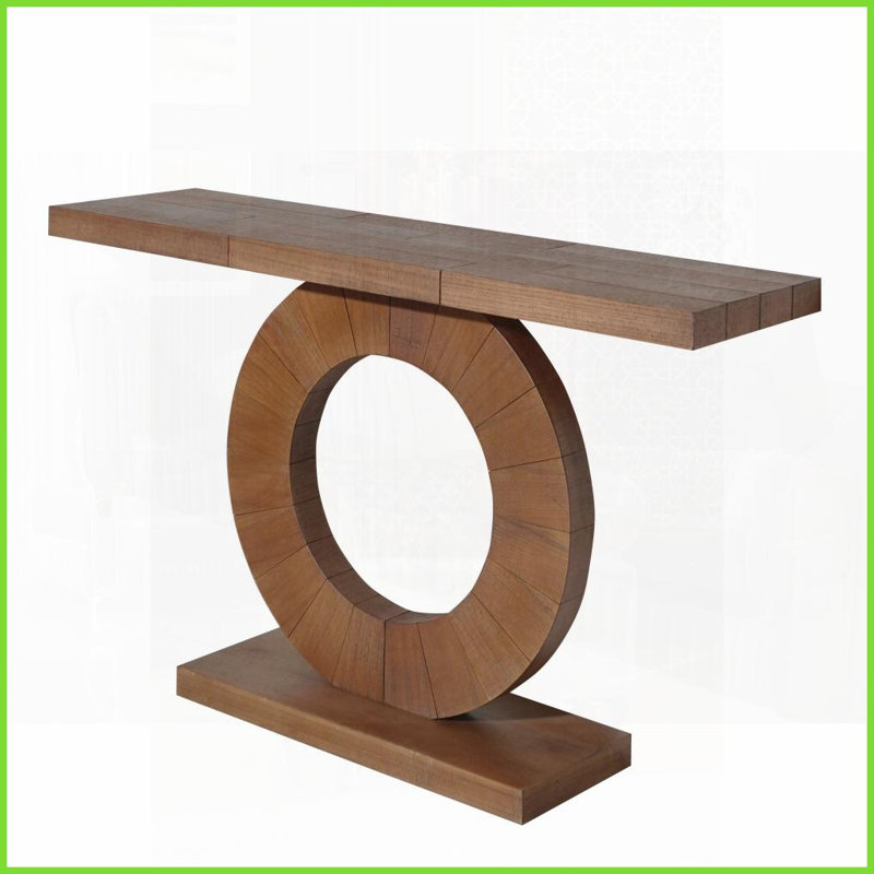 Table basse contemporaine en bois d'ingénierie de 53,2 po - Base circulaire pour salon et amp; Couloir, facile à nettoyer