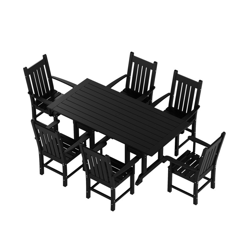 Ensemble de salle à manger rectangulaire pour 6 personnes 71 po Laguna, Noir