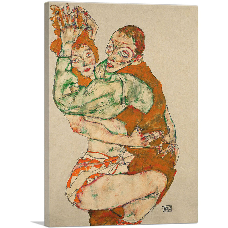 «Lovemake 1915» par Egon Schiele, reproduction d'art sur toile tendue, H 26 po x l 18 po x 1,5 po