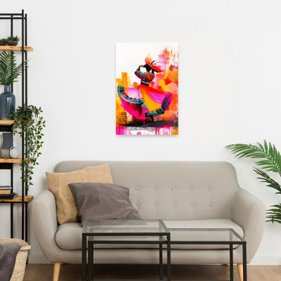 «Dynamic Folk Dance», art mural abstrait coloré et audacieux