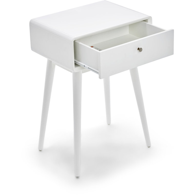 Rory Versatile One Drawer Side Table, Night Stand or End Table, French White