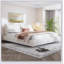 Lit plateforme tapissier avec deux coussins amovibles en tissu Boucle