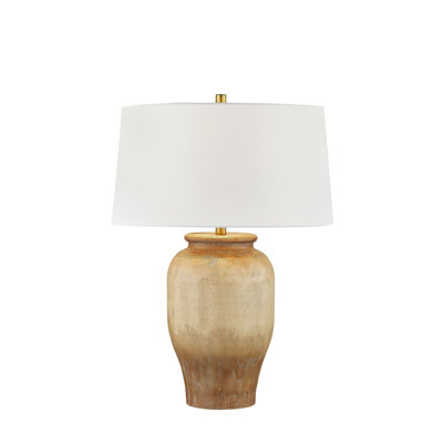 Rocky 29.5" Resin Table Lamp with Fabric Shade, Brown