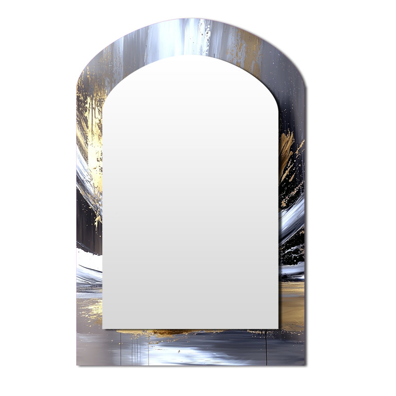 «Gold Sturdy Guardians» avec miroir gris II, 43 po x 33 po