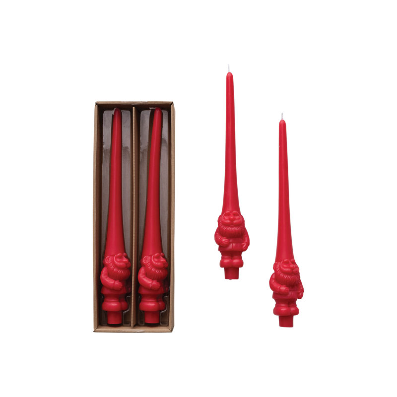 Enchanted Gnome Taper Candles, Red