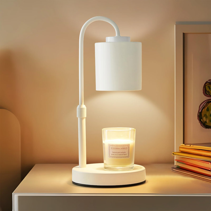 Lampe chauffe-bougie avec minuterie et variateur, chauffe-cire électrique réglable en hauteur, blanc, White