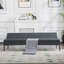 Canapé-lit futon convertible gris foncé de 69,7 po avec structure en métal, canapé-lit simple à 3 places pour le salon et les petits espaces