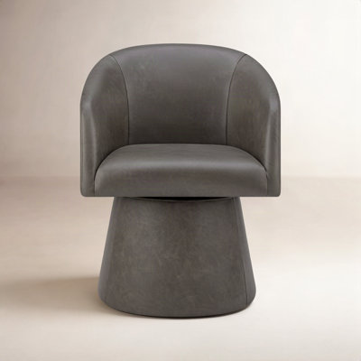 Kyo 24.4" W Chenille Swivel Barrel Chair