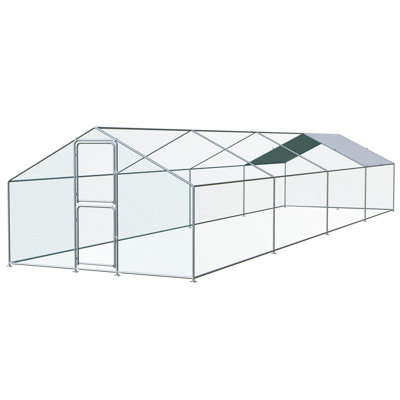 Large Metal Chicken Coop with Galvanized Hardware Cloth, Outdoor Large Walk-In Poultry Cage with Waterproof Cover For Up To 40 Chickens
