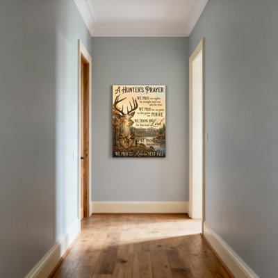 Scène de chasse au chevreuil avec texte sur toile tendue, reproduction d'art sur toile, ensemble de 1