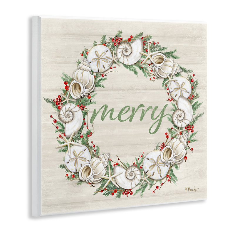  Shells & Festive Holly Wall Plaque Art by Paul Brent