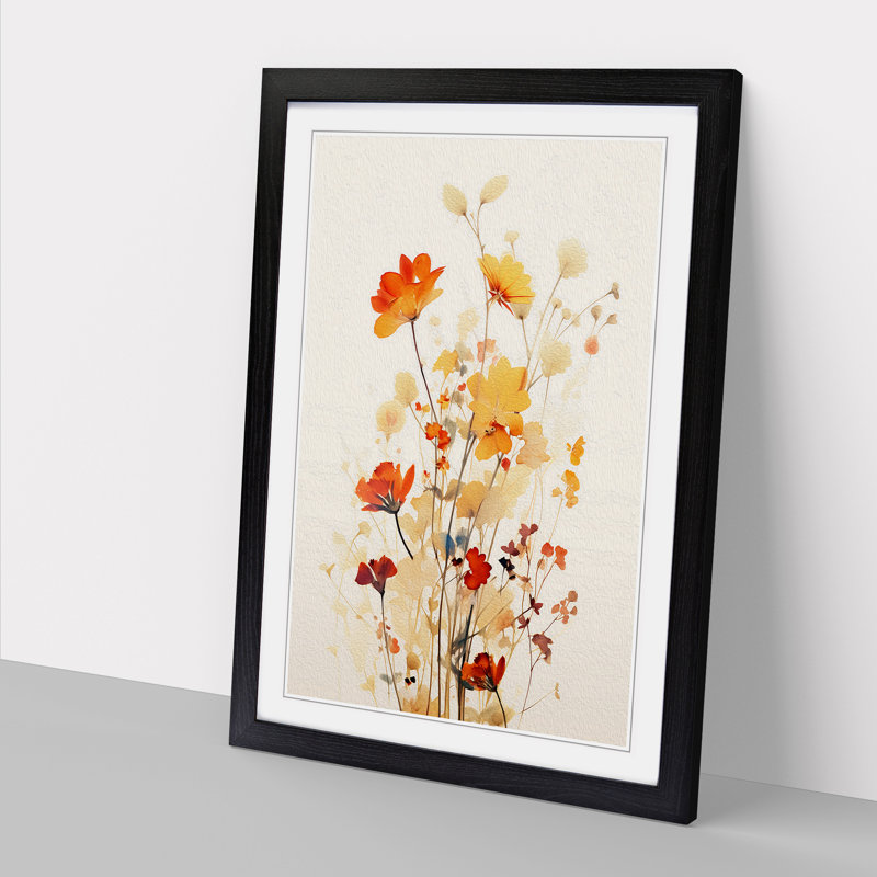 Wildflowers Minimalism - Framed Print, Black , 64cm H x 46cm W x 2cm D