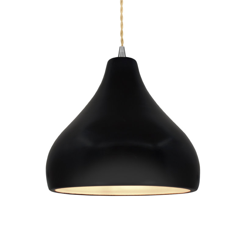 Luminaire suspendu à 1 lumière Meydan - DEL, Noir mat carbone, H 8 po x l 11,5 po x P 11,5 po, Brushed Nickel