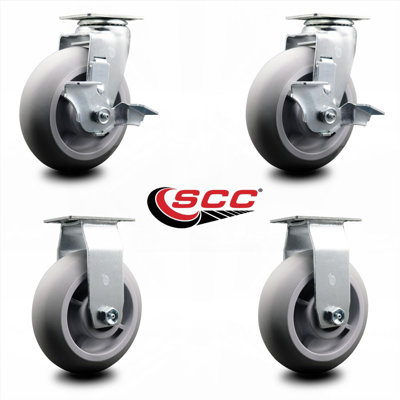 Tool Box Caster Wheel Set – 6 Inch Thermoplastic Rubber Swivel Casters – SCC