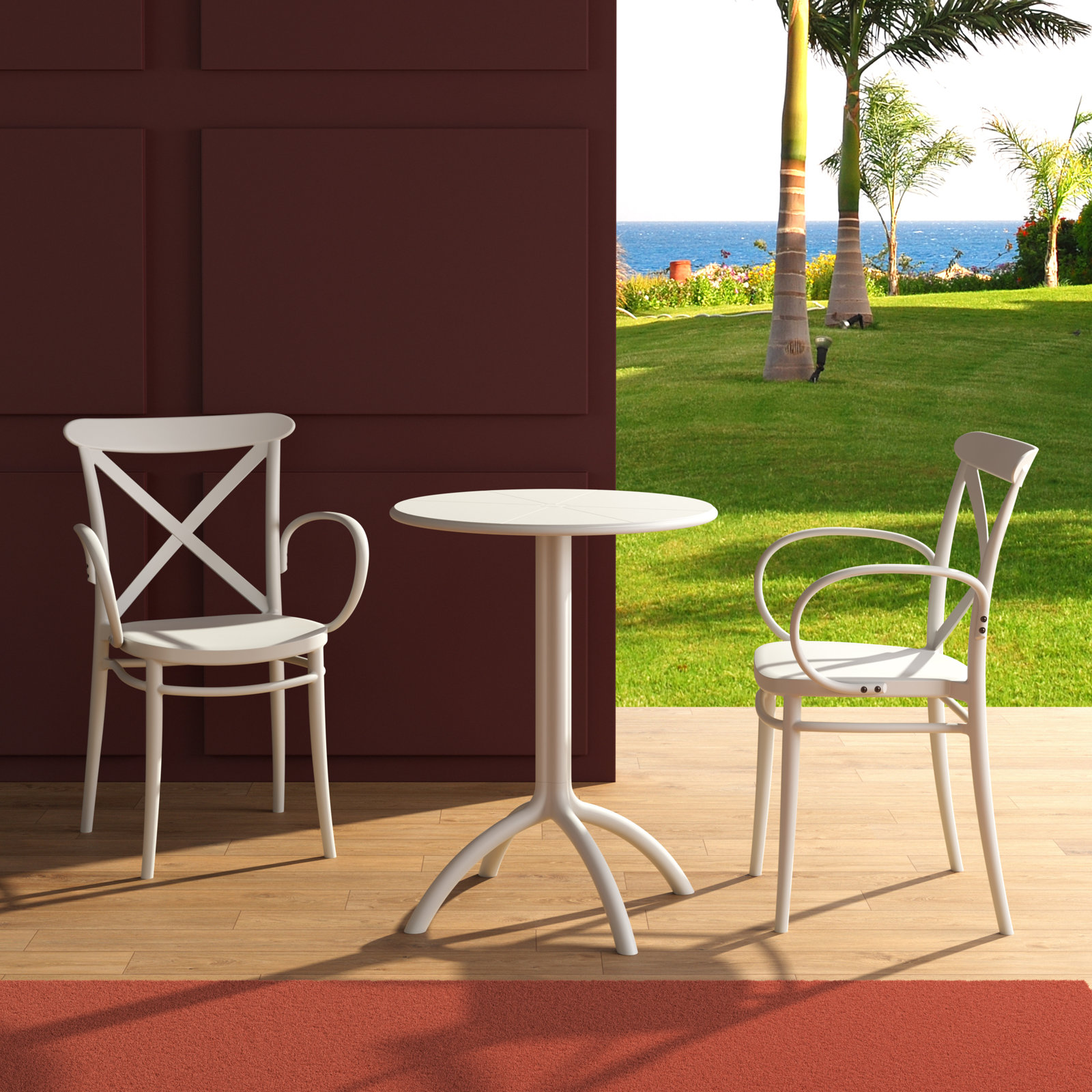 Kenne Stackable Patio Armchair, White
