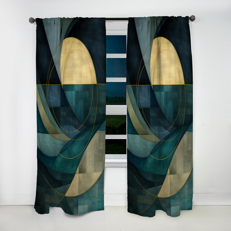 Avely Abstract Echoes Swirls II - Modern Velvet Curtain - Room Darkening - 1 panel, 52" W x 90" L