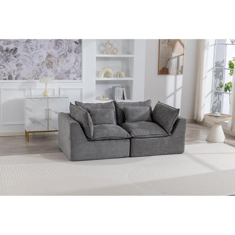 Spacieux canapés en velours, modulaire confortable de style nuage pour la maison