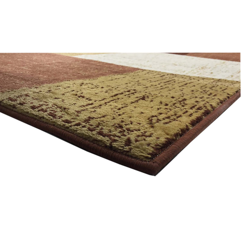 Tapis géométrique carré beige à motif géométrique 5 pi x 7 pi