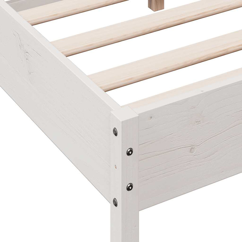 Anthoine Solid Wood Bed, White, European Double (140 x 200cm)