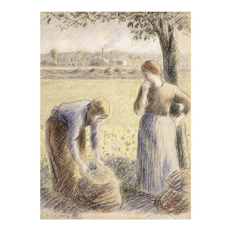 «The Pickers» par Camille Pissarro - Estampe numérique, H 20 po x l 16 po