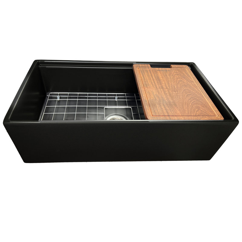 Cape 33'' L Single Basin Kitchen Sink, Matte Black