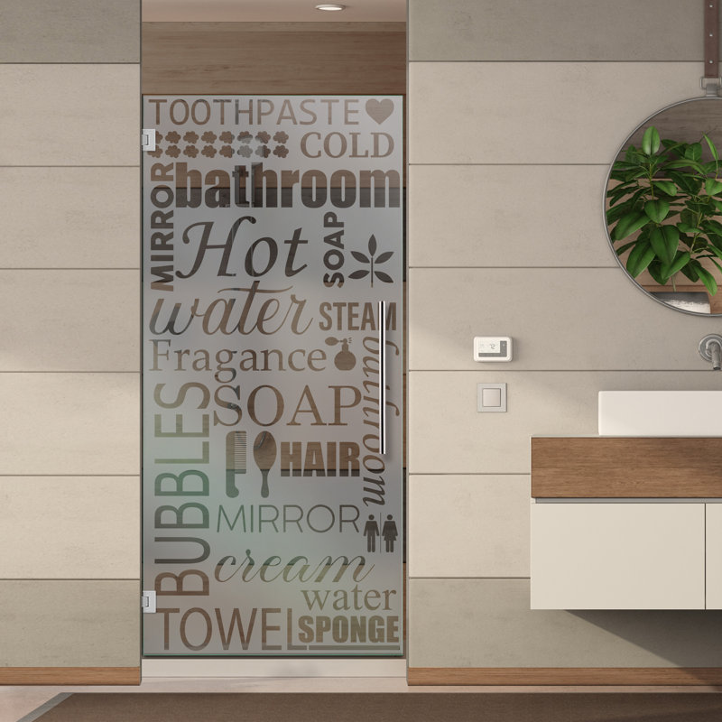 Porte de douche moderne en verre givré l 27 1/2 po x H 75 po, Vers la droite, Semi-privé