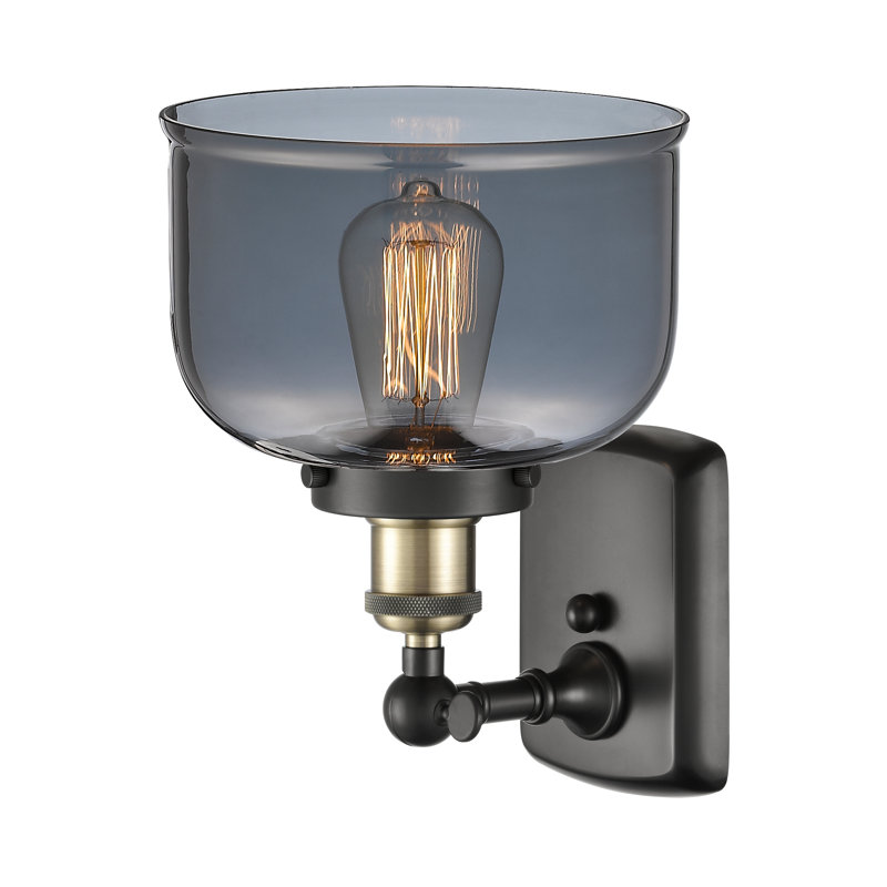 Applique murale 1 lumière 8 po Ballston Urban Bell, Plaqué couleur fumée, Laiton antique noir, Ampoule non incluse
