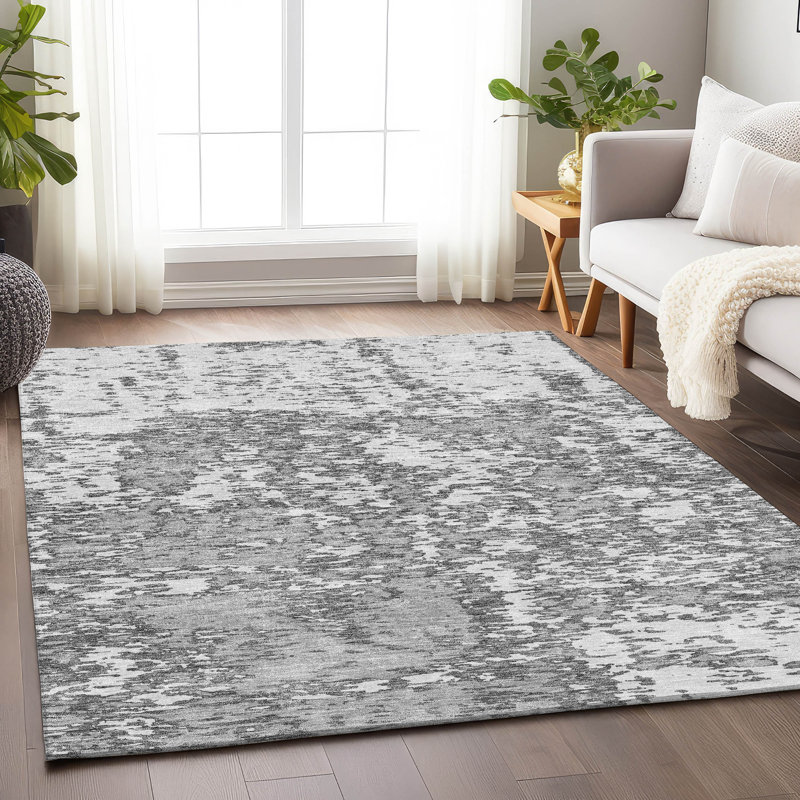 Premium Machine Washable Prisco Gray Rug, Rectangle 10' x 14'