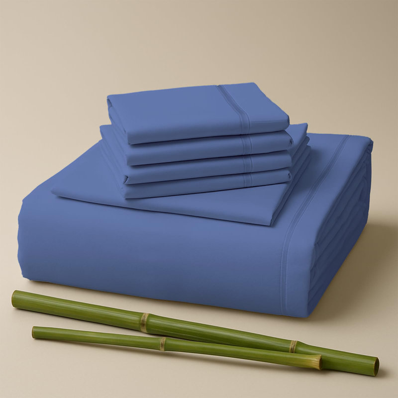 Premium Rayon From Bamboo Blend Sheet Set With Deep Pockets, Cooling and Breathable, Violet