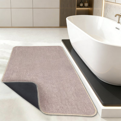 Beige Ultra Thin Quick Dry Non-Slip Bath Mat, 20X32 Inch For Bathroom