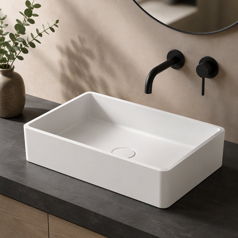 Lavabo de salle de bain rectangulaire moderne en béton 19,68 po