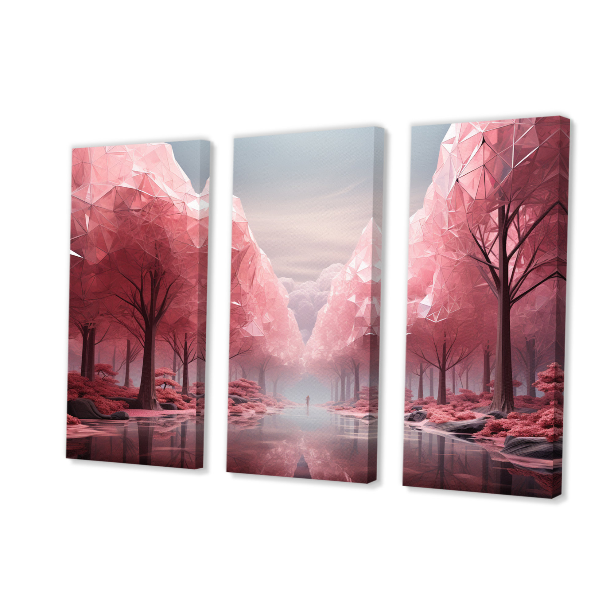 Millwood Pines " Pink Wood Forest " 3 - Pieces | Wayfair