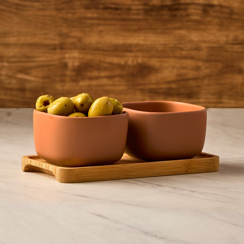 Share Square Bowls, Orange/Brown