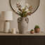 Grand vase de table rustique en terre cuite avec orbes sous les poignées - Vases contemporains pour fleurs et intérieurs décoratifs - 26 po, gris