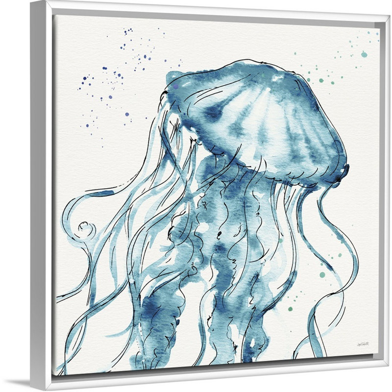 Reproduction d’art sur toile, "Deep Sea X Teal" par Anne Tavoletti, Cadre flottant blanc, H 38 po x l 38 po x P 1,75 po