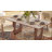 71" Mid Century Dining Table with  Stone Tabletop, Solid Wood Double Pedestal for 6