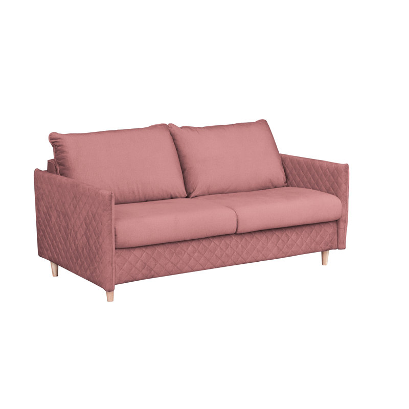 Melieck 2-Seat Velvet Sleeper Sofa with Mattress, Powder Pink