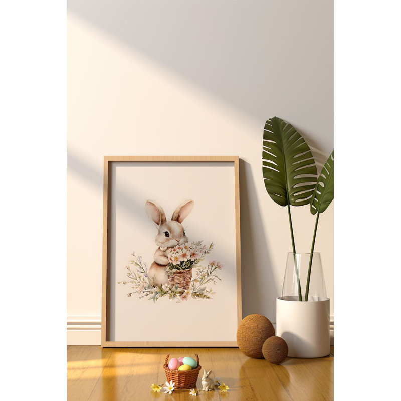 Élégante peinture décorative encadrée de Pâques, 13,0 x 18,9 pouces | Cadre 100% bois massif (épaisseur: 0,8 pouce) et œuvre d'art en panneau de fibres à densité moyenne 100% (épaisseur: 0,1 pouce) | Impression numérique époustouflante pour la décoration intérieure et le charme saisonnier