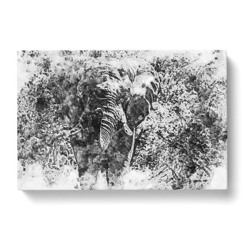 The Majestic Elephant in Abstract - Wrapped Canvas Painting Print, 40cm H x 60cm W x 3cm D