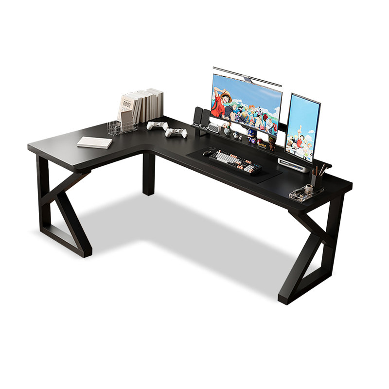 Bureau d'écriture en L noir en bois massif