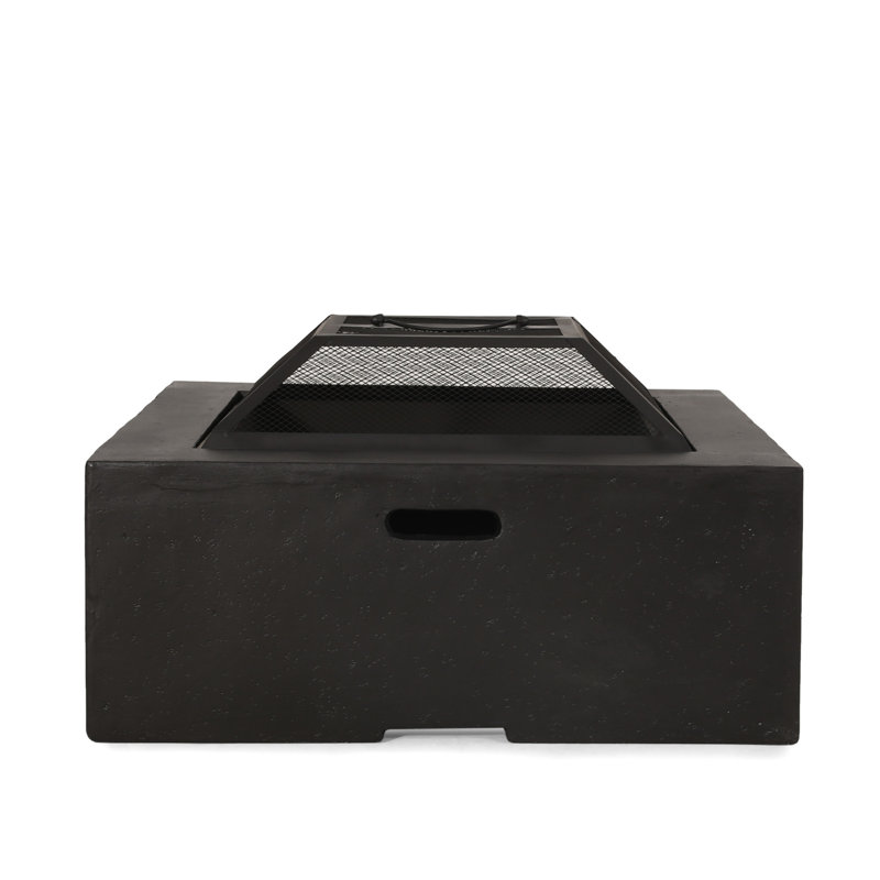 29" Square Fire Pit With Wood Burning - Dark Gray Magnesium Oxide, Outdoor Amusement Spot, 29.81 In. D X W 16.76 H, 54.12 Lb Made Of Oxide Gathering Essential, In.,