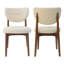 Chaise de salle à manger beige rembourrée de style milieu du siècle, avec revêtement en lin et structure en noyer-292908867