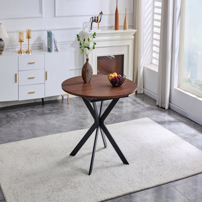 Extendable Round Dining Table Space-Saving Sturdy Metal Legs 4-6 Seater Multi-Functional