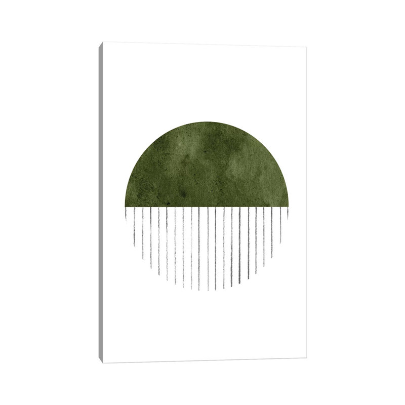 Dark Green Circle Art by Whales Way - Painting on Canvas, 66.04cm H x 45.72cm W x 1.91cm D, Wrapped Canvas
