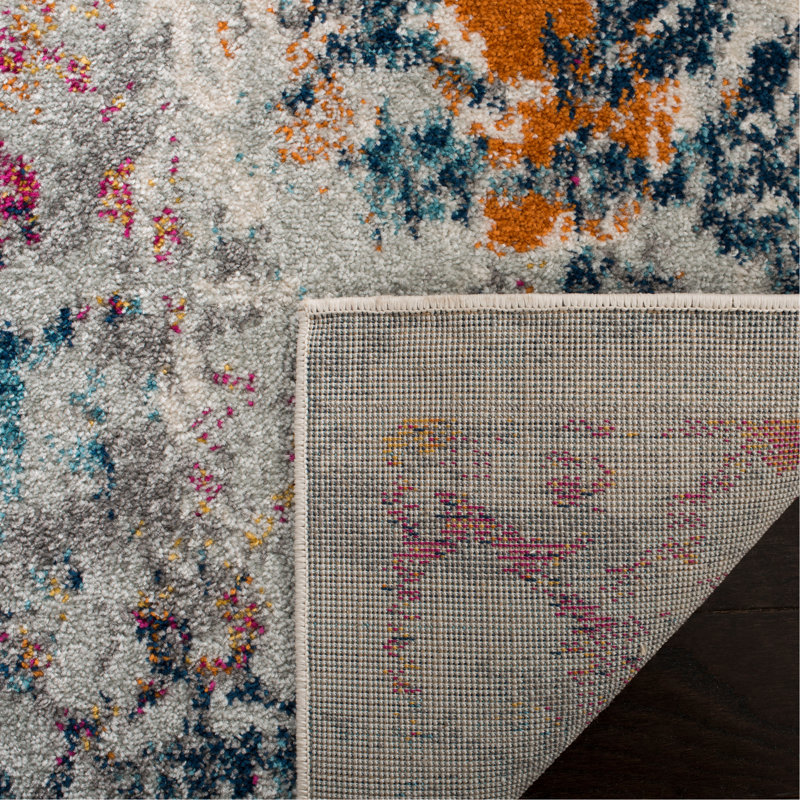 Christa Abstract Light Gray/Fuchsia Area Rug, Rectangle 9' x 12'